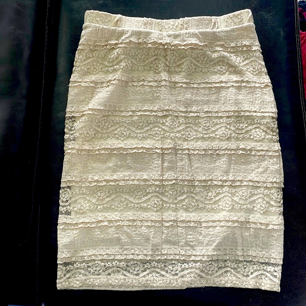 Lace lined stretch pencil skirt